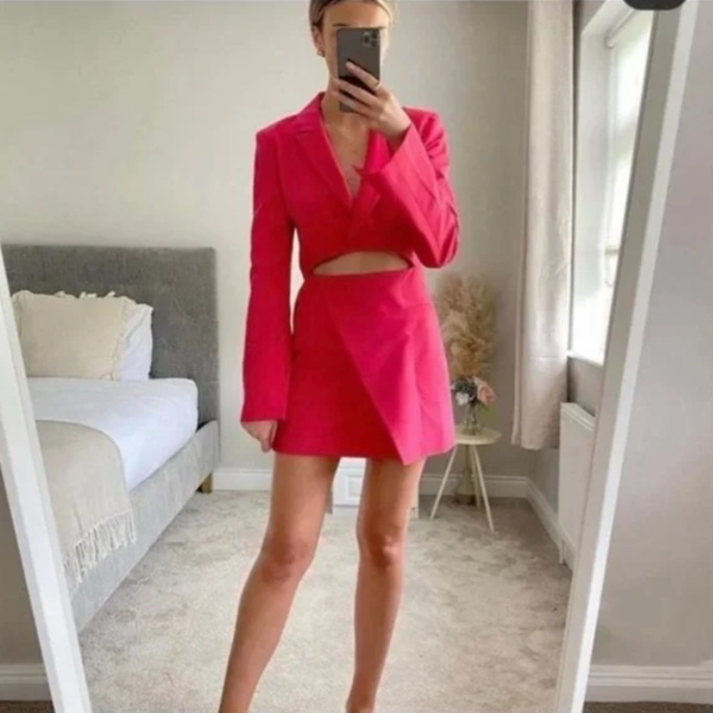 ZARA Barbie hot pink blazer dress XS